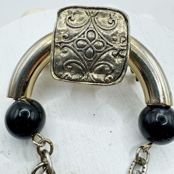 Vintage Jewish Hand of Hamsa Good Luck Charms Brooch Heart Love Star Of David - Picture 5 of 9